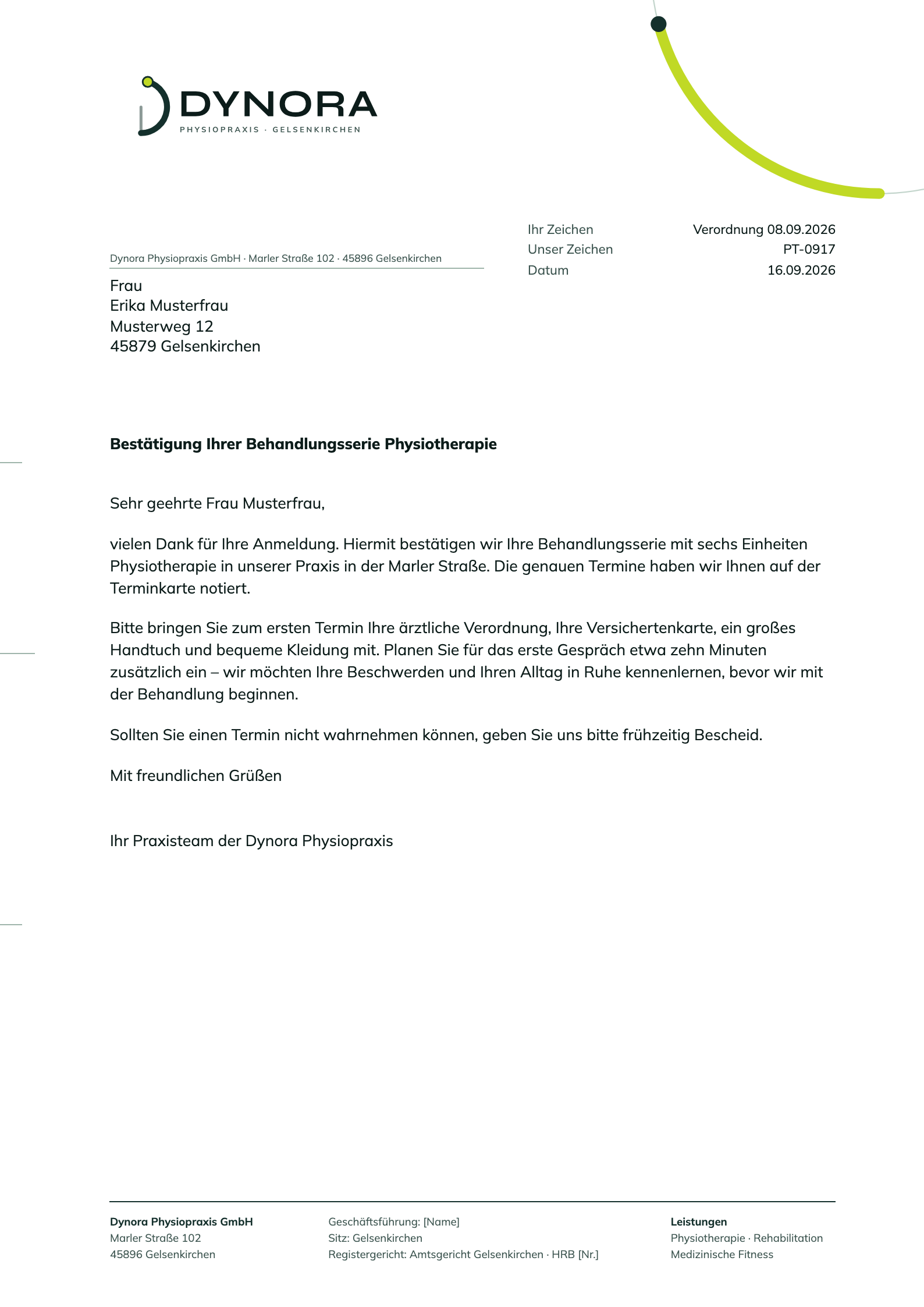 Briefbogen Konzept 2 Gradbogen